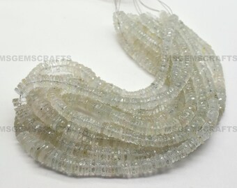 Perline di pneumatici acquamarina naturale, perline a forma di pneumatico acquamarina sfaccettata pietra preziosa da 5 a 10 mm filo 12 pollici