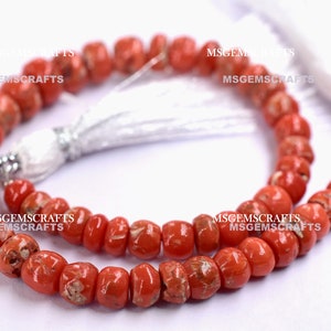Natural Old Italian Coral Rondelle Beads, Plain Red Coral Beads, Italian Coral Rondelle Shape Gemstone 5 To 8 mm Strand 8 Inches