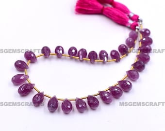 Natuurlijke Ruby Drop kralen, Ruby gefacetteerde edelsteen, Teardrop kralen Briolette 4x6 tot 5x9 mm 8 inch