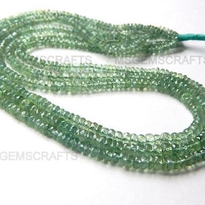 Natural Green Kyanite Rondelle Beads, Faceted Green Kyanite Beads Gemstone 4 mm Strand 8 Inches