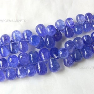 Natural Tanzanite Drop Beads, Plain Tanzanite Teardrop Beads, Tanzanite Briolette Beads Gemstone 4x6 To 6x10 mm Strand 7.5 Inches