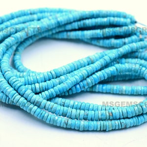 Natural Arizona Turquoise e Beads, Faceted Arizona Turquoise Beads, Turquoise Tyre Shape Beads Gemstone 6 To 8 mm 8 Inches