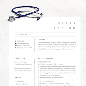 Registered Nurse Resume Template Nursing Resume Template, Cna Resume, RN Resume Templates, Medical Resume Template Mac Pages and Word format