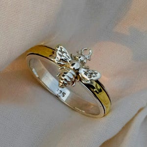 Spinner Ring, 925 Sterling Silver Plated, Gold And Rose Gold Plated, Jewelry, Two Tone Ring, Worry Ring, Fidget Ring, Anxiety Spinner ring