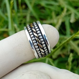 Sterling Silver Spinner Ring: Handmade Anxiety Fidget Jewelry