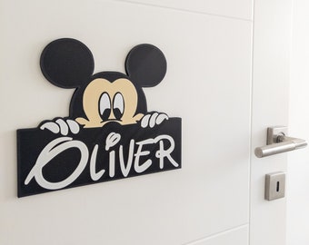 Mouse Ears Name Sign Personalized Door Hanger Custom Name Sign Kids Room Decor Wall Art  Birthday Party Gift