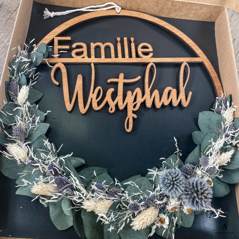 Türkranz/schild für Familie als Hochzeitsgeschenk, Geburtstagsgeschenk Türkranz mit Eukalyptus Variante 2 Bild 2