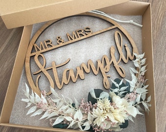 Türkranz/-schild für Brautpaar Mr&Mrs als Hochzeitsgeschenk