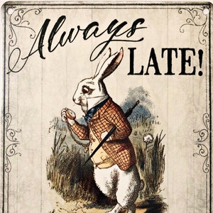 Always Late White Rabbit (Alice In Wonderland) Fridge Magnet