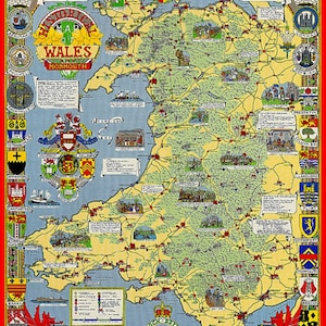 Mapa histórico de Gales y Monmouth, rompecabezas de 1000 piezas, 690 mm x 480 mm