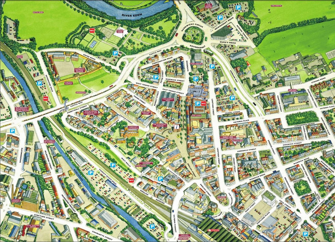 Cityscapes Street Map of Carlisle 400 Piece Jigsaw Puzzle 470mm X 320mm