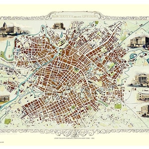 Manchester Karte 1851 John Tallis 1000 Stück Puzzle 690mm x 480mm