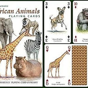 Juego estándar de animales africanos de 52 naipes + comodines