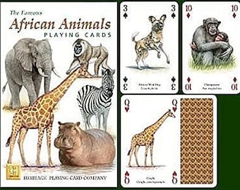 African Animals set standard di 52 carte da gioco + Joker