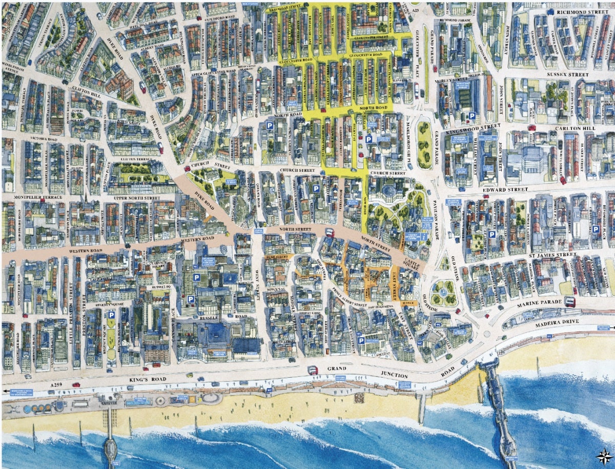 Cityscapes Street Map of Brighton 400 Piece Jigsaw Puzzle 470mm X 320mm