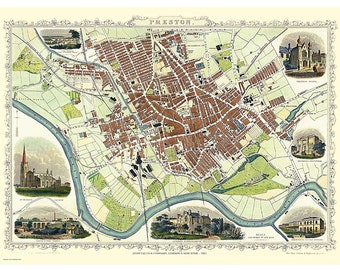 Preston Map 1851 by John Tallis 1000 piece jigsaw puzzle 690mm x 480mm