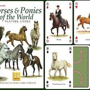 Horses and Ponies of the World standard set of 52 Playing Cards + Jokers