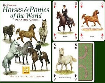 Horses and Ponies of the World standard set of 52 Playing Cards + Jokers