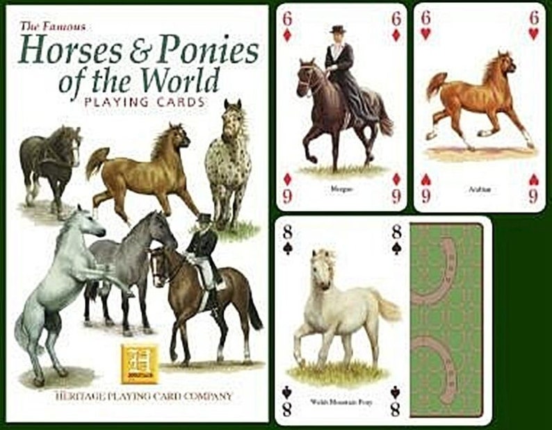 Horses and Ponies of the World standard set of 52 Playing Cards Jokers image 1