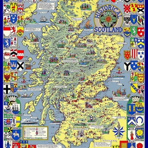 Historische kaart van Schotland: legpuzzel van 1000 stukjes 690 mm x 480 mm