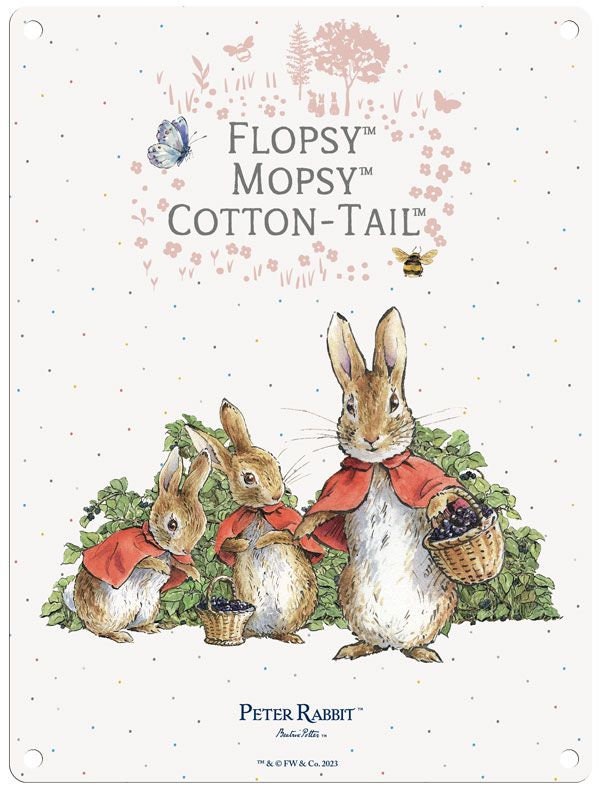Flopsy Mopsy Cotton-tail by Beatrix Potter Licensed Steel Sign