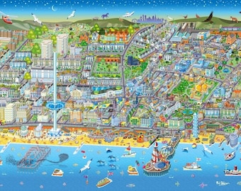 Brighton Street Map puzzle modern cityscape 1000 piece jigsaw puzzle 690mm x 480mm