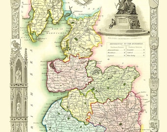Puzzle 1000 Teile – Historische Karte Von Derbyshire 1836 Von Thomas Moule, 69 X 48 Cm
