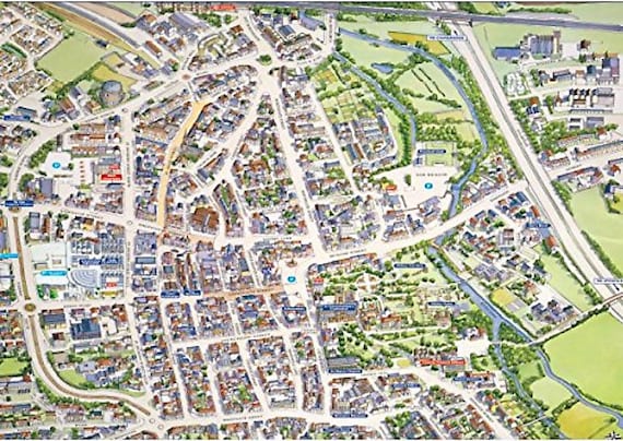 Map Of Bury St Edmunds And Surrounding Area Cityscapes Street Map Of Bury St Edmunds 400 Piece Jigsaw | Etsy