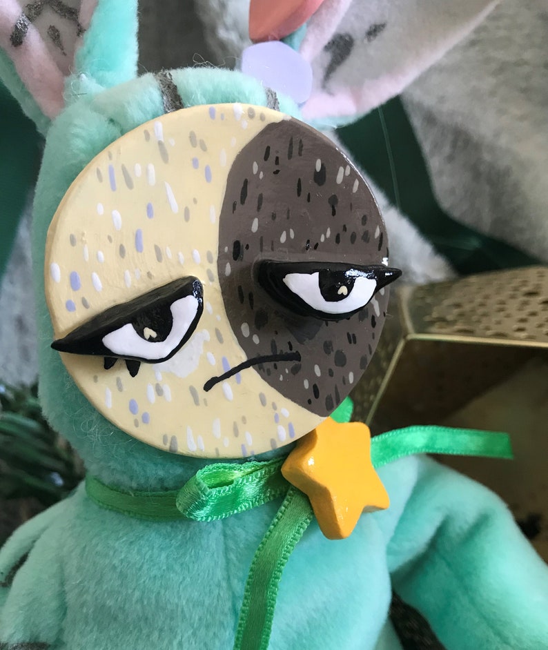 Moon Rabbit Clay Face Stuffed Animal - Etsy
