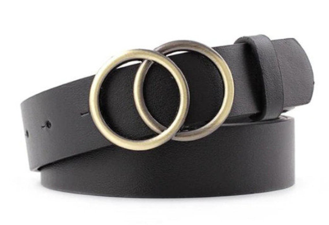 Double Ring Women Belt Fashion Waist Belt PU Leather Metal Etsy