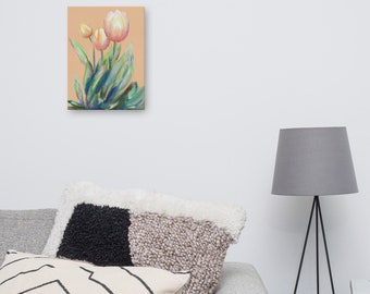 Tulip floral art print, modern wall art decor, botanical, flower, pastels, bedroom, living room wall decor