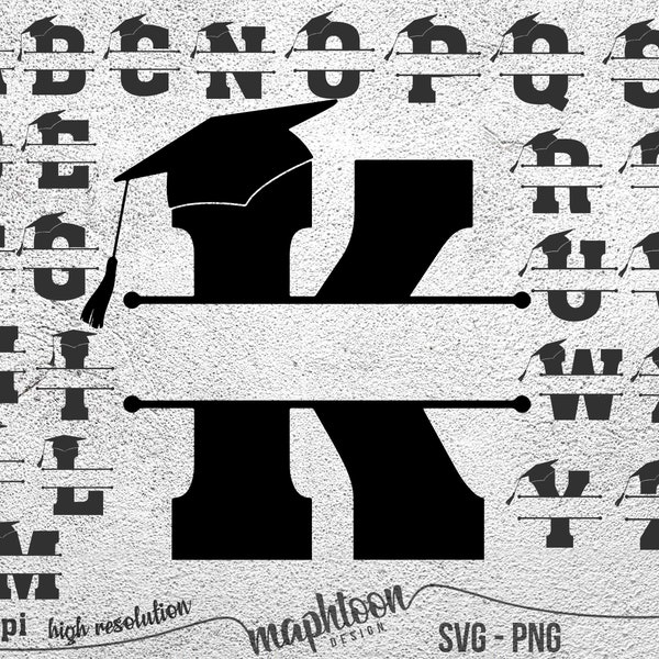 Graduación Split Monogram svg, Nombre de graduación Marco Alfabeto svg, Clase de 2024 svg, Graduación svg dxf eps png vector 300dpi