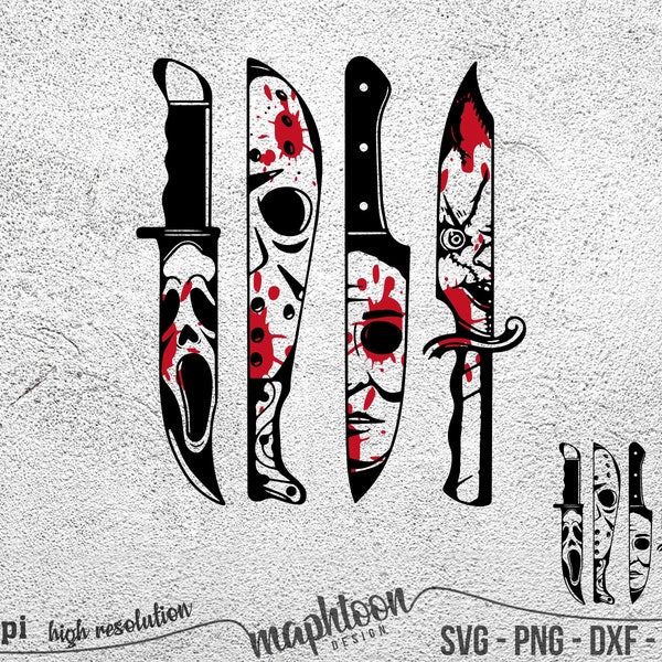 Horror movie characters in knives svg, Halloween svg, Horror svg, Horror Characters SVG, Halloween shirt svg, Horror movie, vector 300dpi