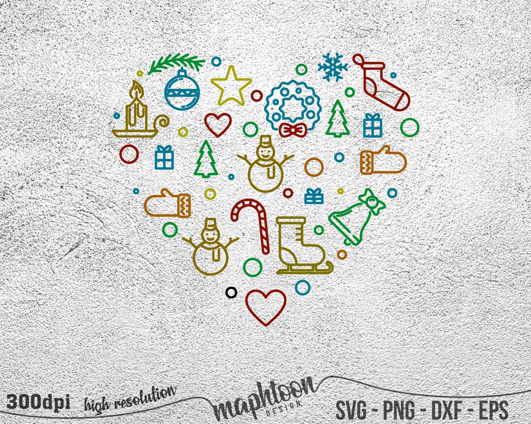 Christmas SVG Design Heart SVG for Cricut Christmas Shirt SVG Cut File ...