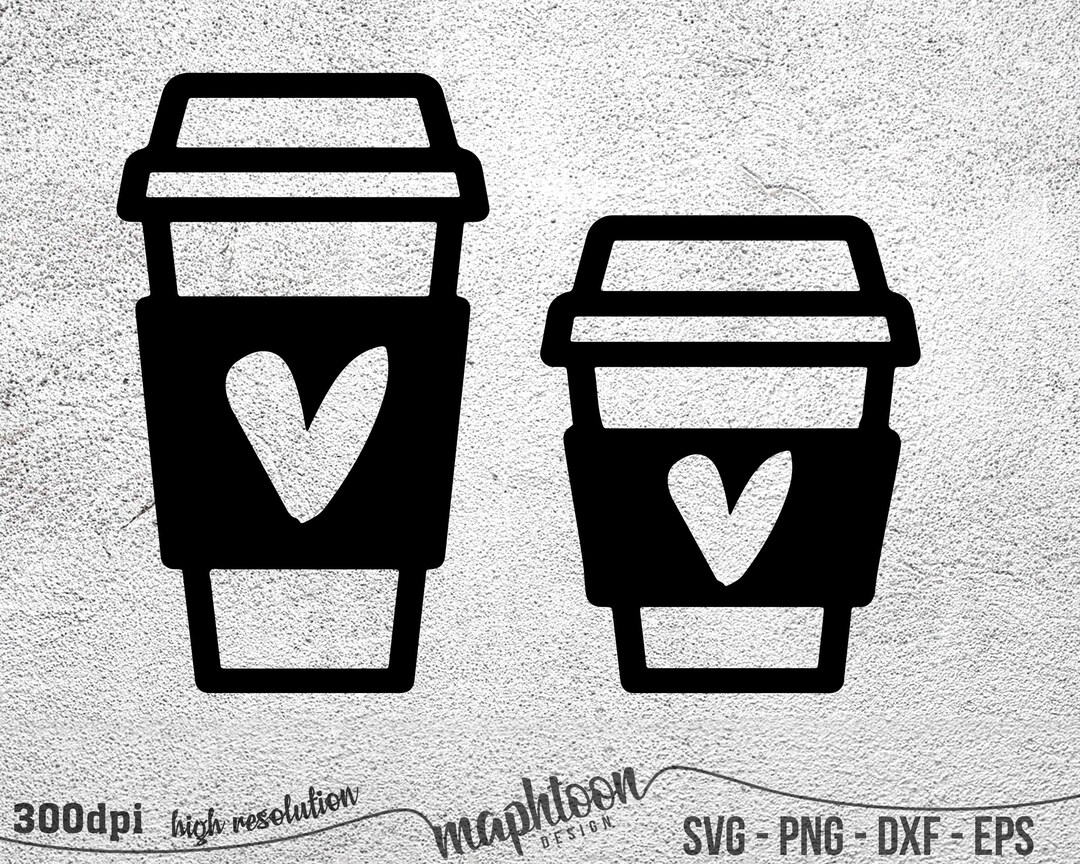 Coffee Cup Svg, Coffee Cup Bundle, Takeaway Cup Svg, Cup Svg, Heart Cup