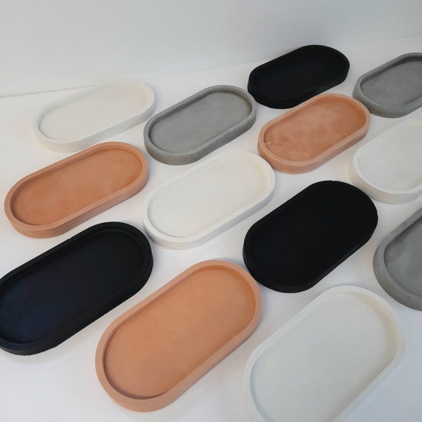 Oval Concrete Display Tray (white, grey, black)