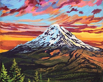 Daydream Sunset, Mt. Hood - Giclée Print - Fine Art Print - Original Artwork - by Carla Deal - Landscape Painting - Mountain Painting