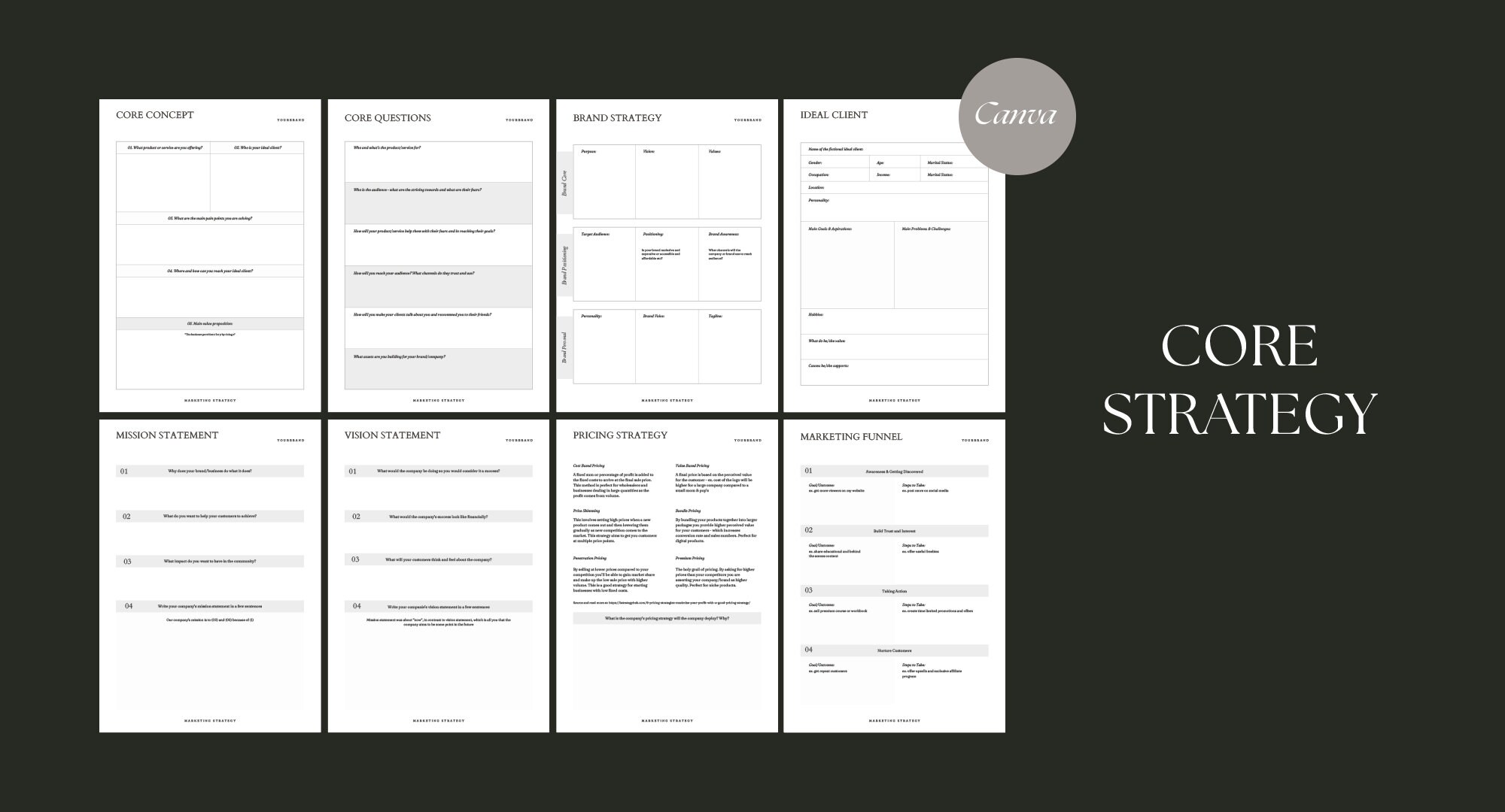 Brand Strategy Workbook Marketing Canva Template Branding Branding ...