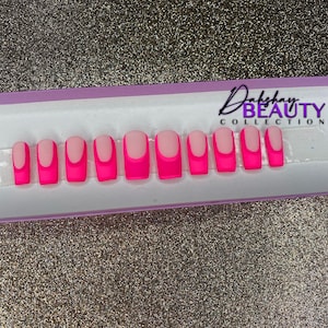 Pink 2 Toned French Tip Press On Nail Set | Pink Matte Nails | Y2K Pink Nails | Spring Press On Nails | Cute Nails
