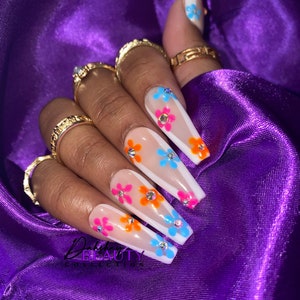 Flower Girl Press On Nails | Unhas Press On Reutilizáveis | Unhas Press On Luxury | Unhas Press On Xl | Unhas Flower | Unhas French Tip