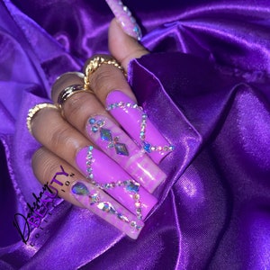 Ally's Favorite All Bling Luxury Press on Nails/gems/rose Gold /copper/birthday/gorgeous/nails With Glue/extra Long Nails/xxl/mismatched  Nail 