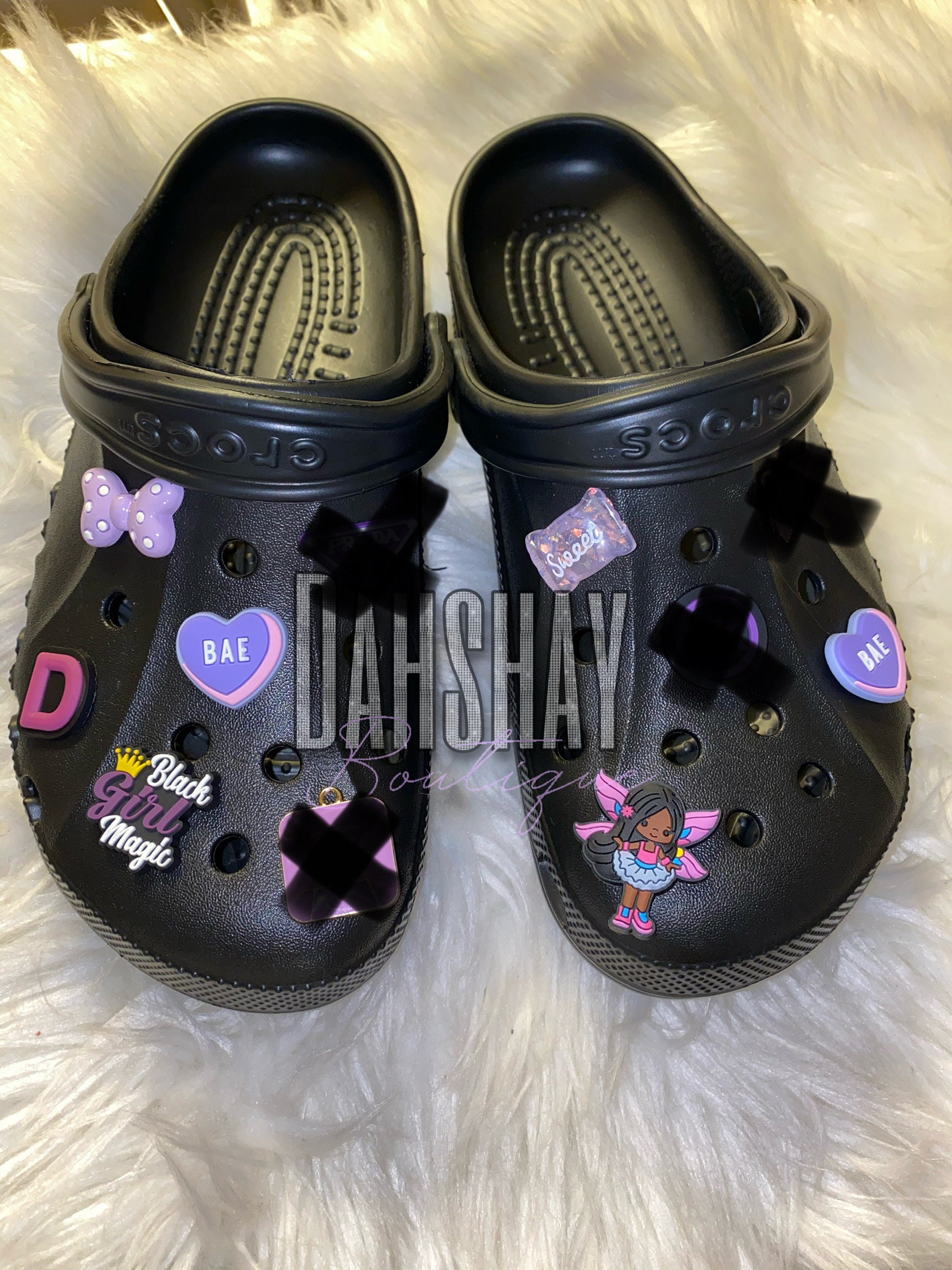 3pcs Purple&White Croc Charms Bling Swan Butterly Handbag Shoe Charm  Decorations Metal Gems Chains Fit Women Croc Girls Gift