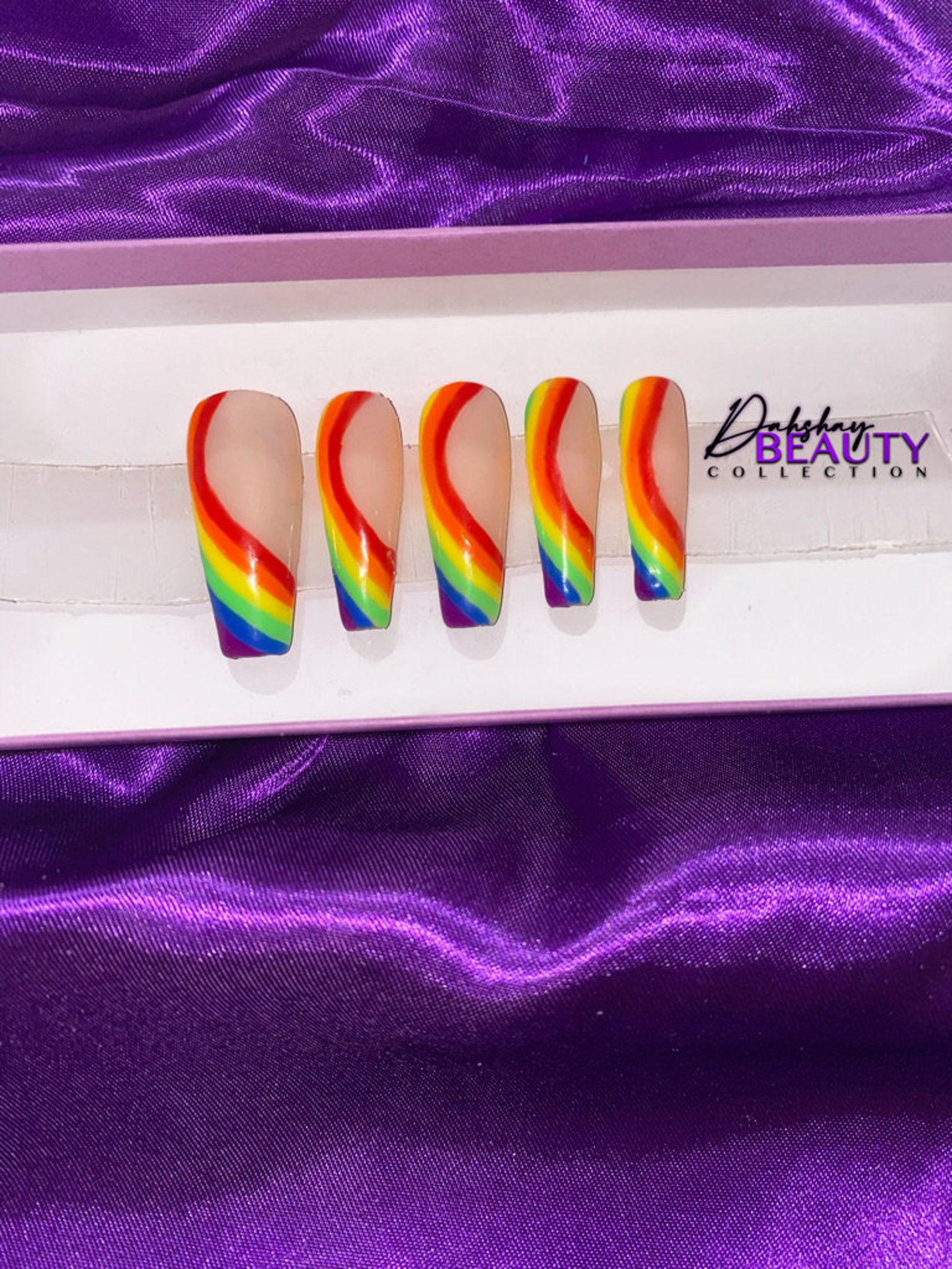 Rainbow Swirl Press on Nails Set Pride Nails Fake Nails - Etsy