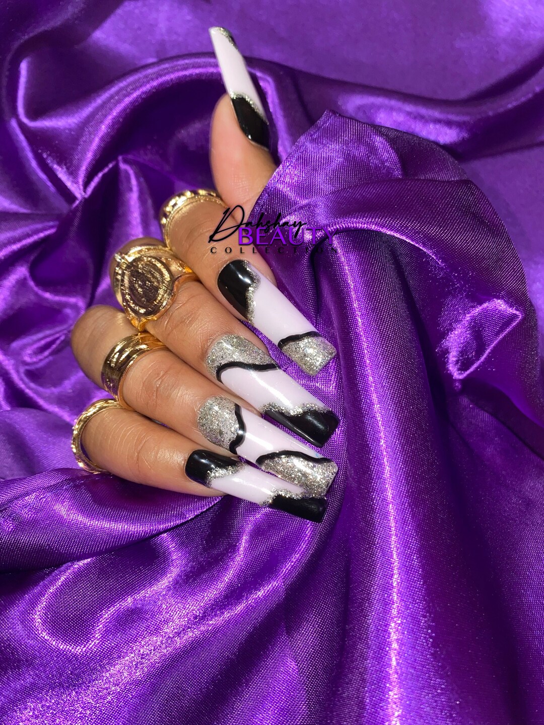 Black & Gold Press on Nails Reusable Press on Nails Luxury Etsy