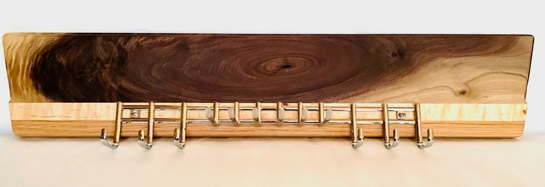 Wood and Metal Contemporary Belt and Tie Holder image 2