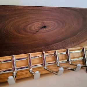 Wood and Metal Contemporary Belt and Tie Holder image 1