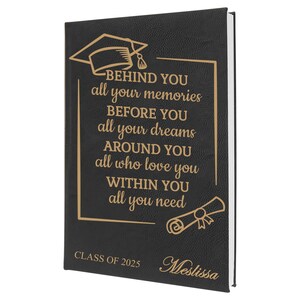 Personalized Graduation Journal – Custom Engraved Leatherette Notebook – Graduation Gift, Class of 2025 Keepsake