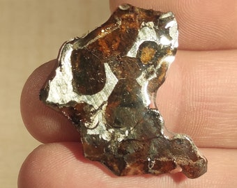 Sericho Pallasite Meteorite Slice with epoxy - 6.68g