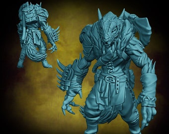 Male Shifter Tundra Barbarian - 2 Variations | Velrock | 3d Printed Resin Miniature | Mini | Fantasy | Dungeons & Dragons | Pathfinder | RPG