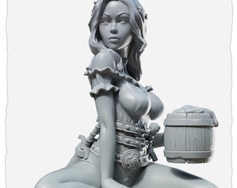 Jalissa, Sitting 32/75mm | Female Miniatures | Pin up | 3d Printed Resin Mini | Fantasy | Dungeons & Dragons | Pathfinder | RPG | Tabletop